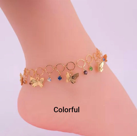 18k gold plated turquoise, blue anklet