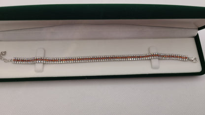 Sterling silver bracelet with red stones
