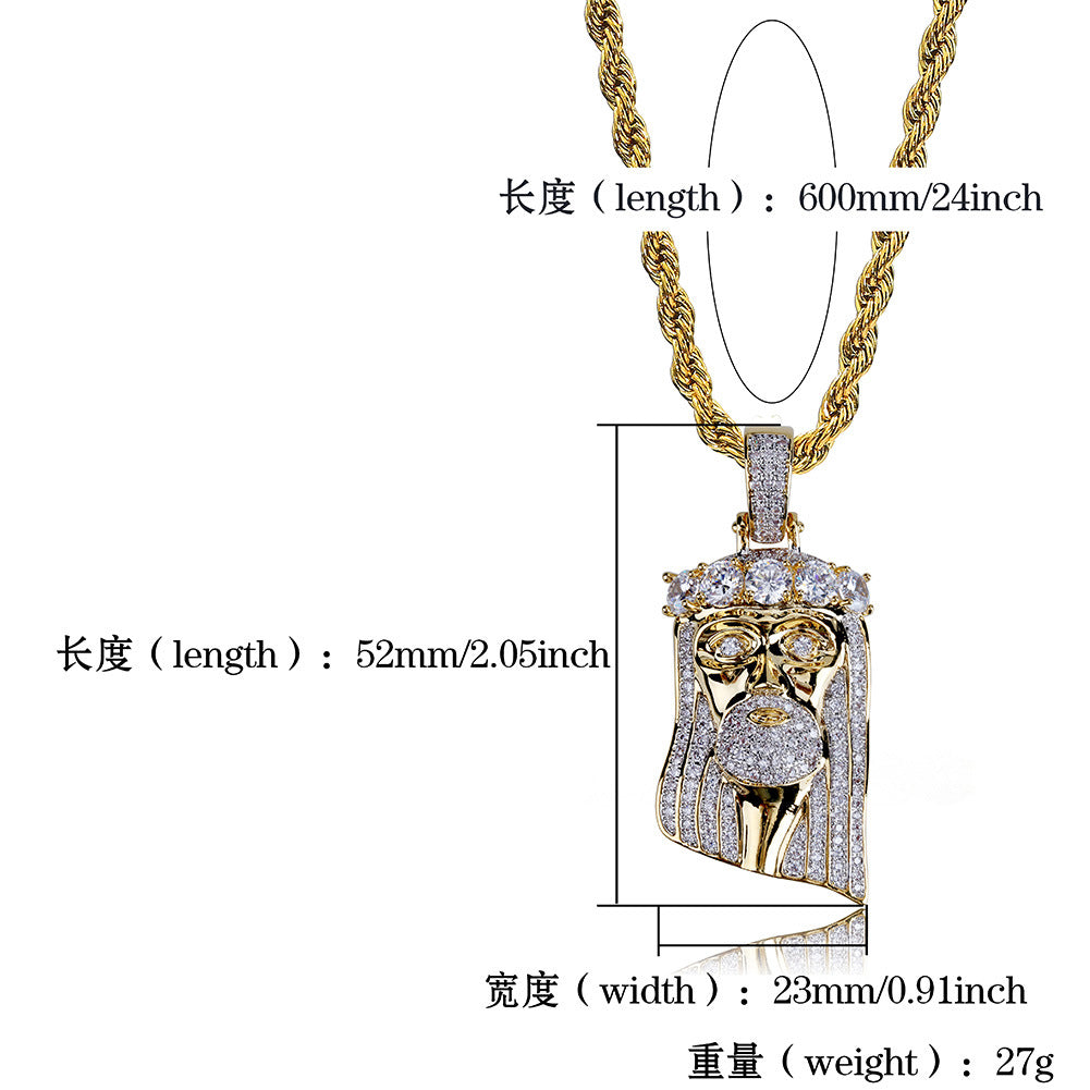 Gold Pated Jesus Face - 7Jewelry