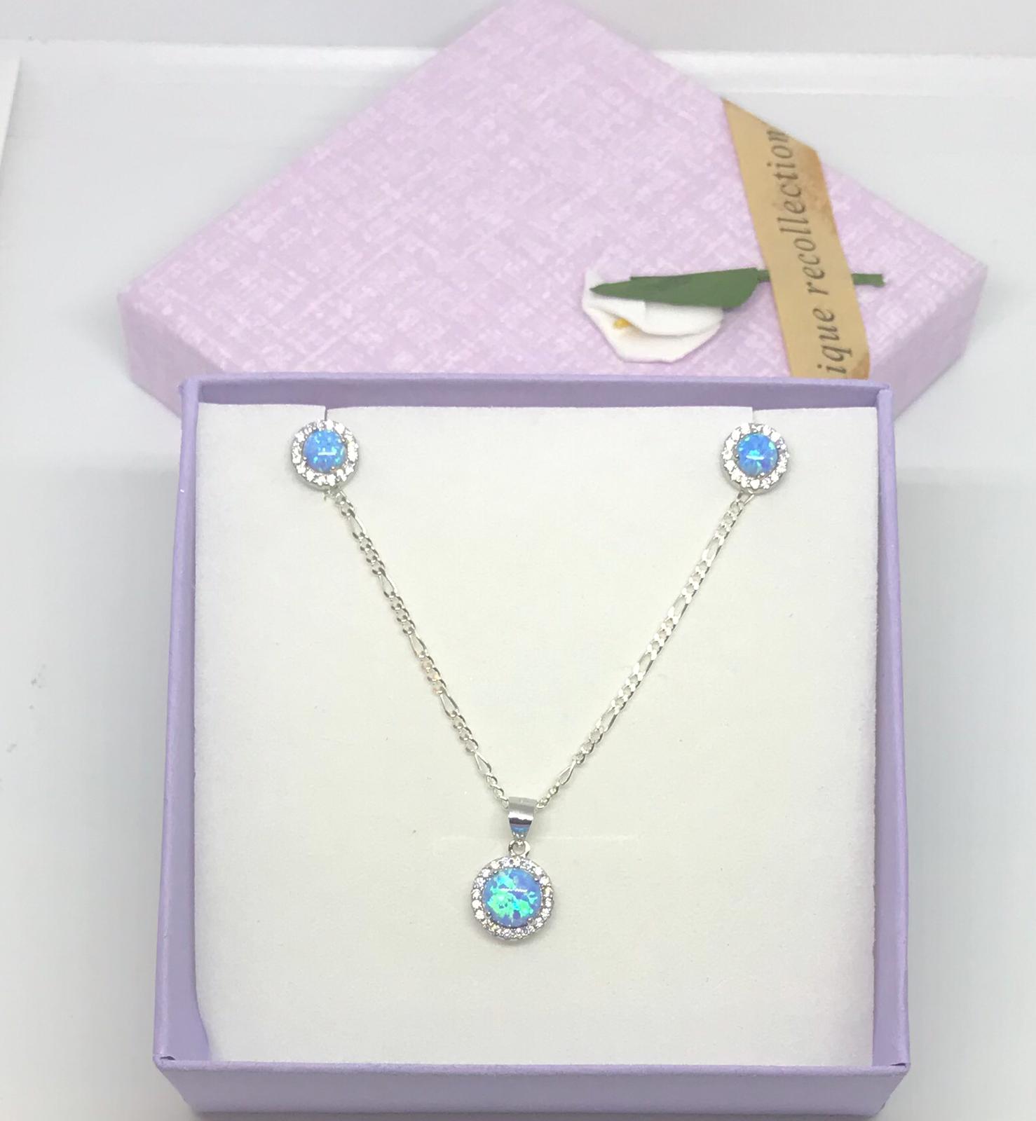 Real Opal Set Real Silver - 7Jewelry