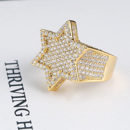 Hiphop hot selling iced out bling bling star ring - 7Jewelry