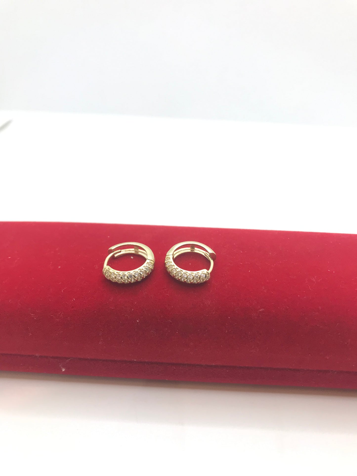 10k CZ stone gold hoops