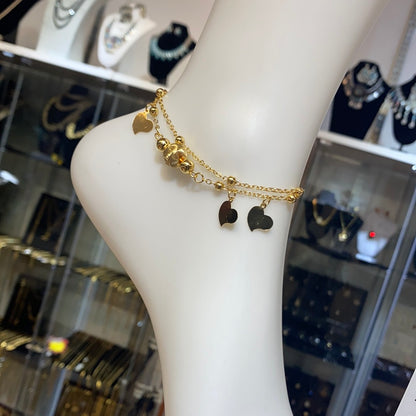Gold Plated ball and heart anklet (Jhanjar)