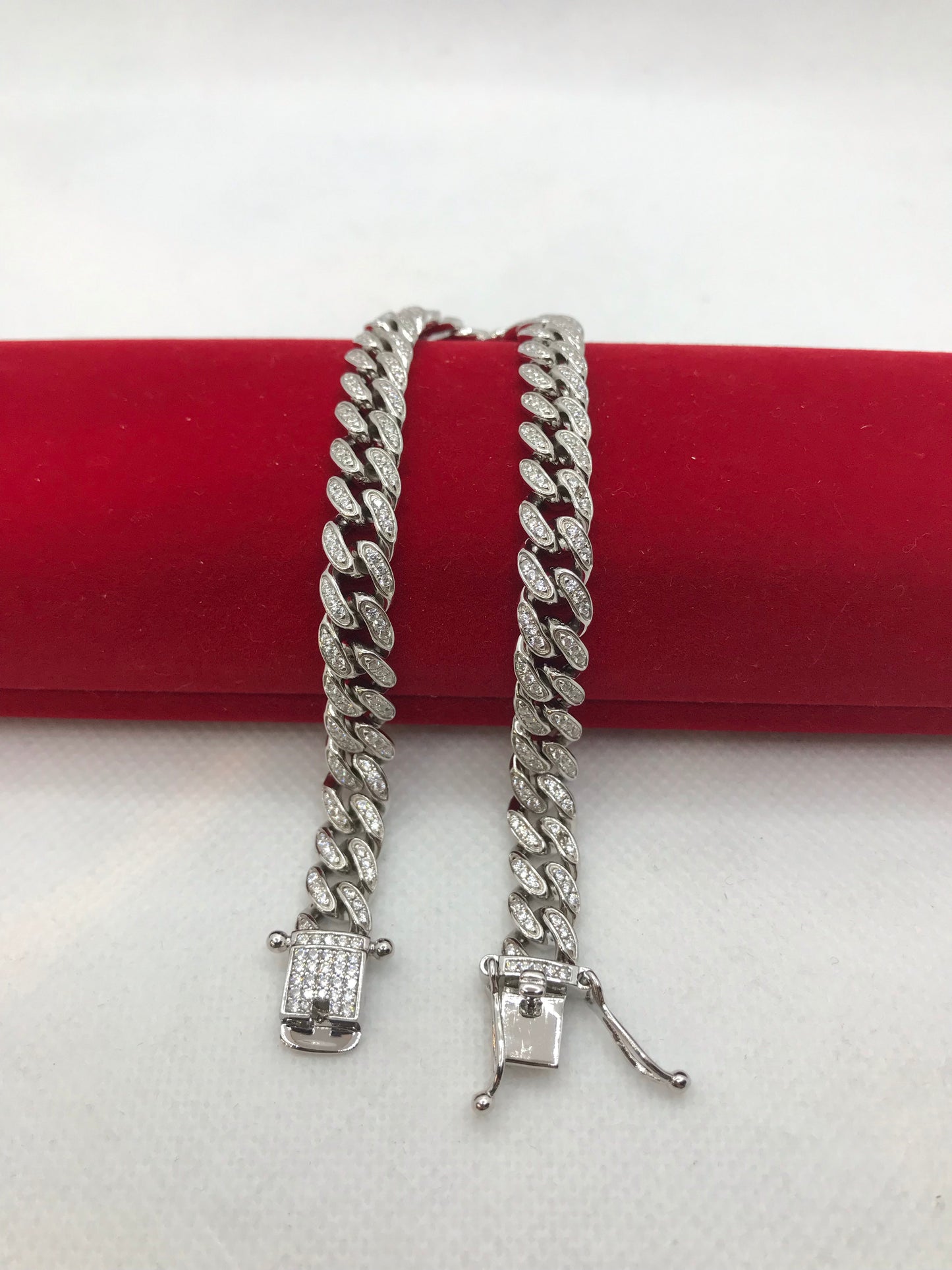 Sterling silver cuban linked iced out bracelet