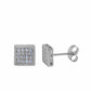 Sterling silver cz stone square studs