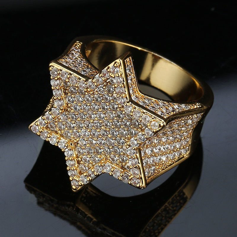 Hiphop hot selling iced out bling bling star ring - 7Jewelry