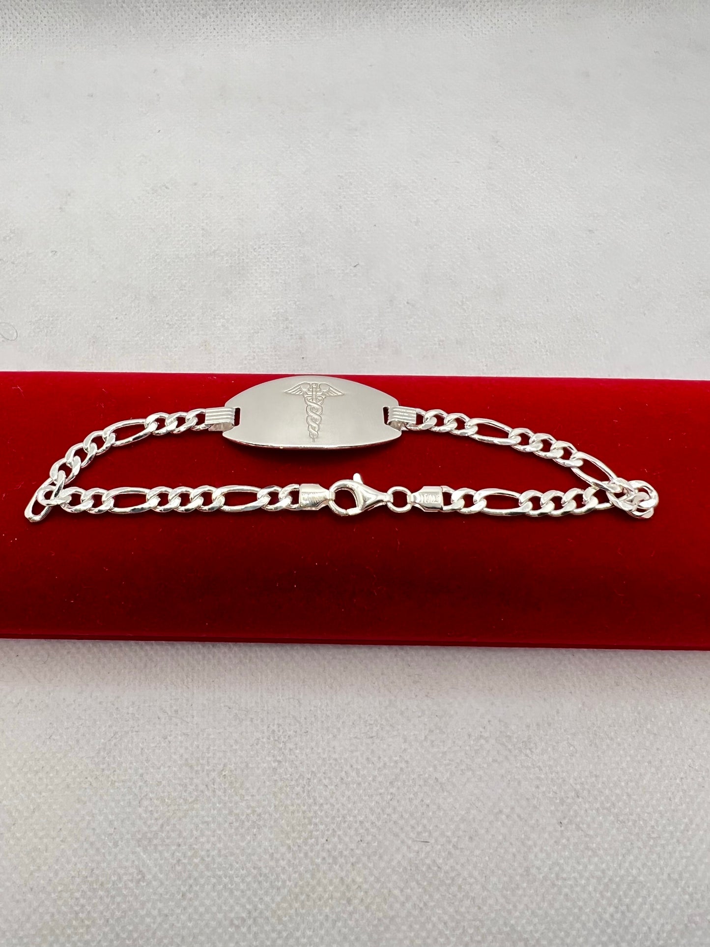 Bracelets Figaro d'identification médicale en argent véritable