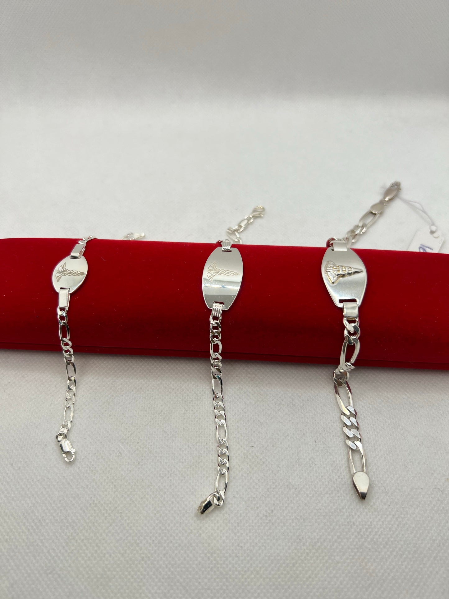 Bracelets Figaro d'identification médicale en argent véritable