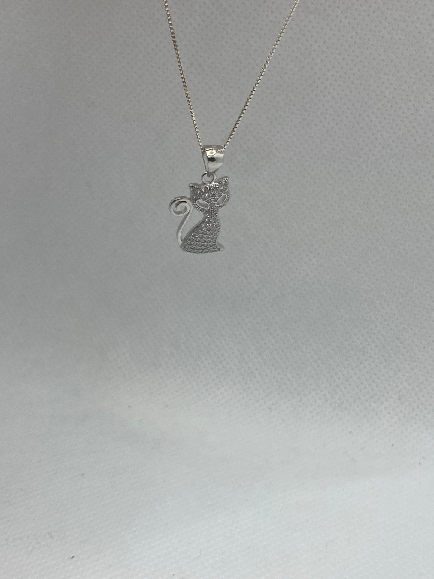 Real silver kitty necklace