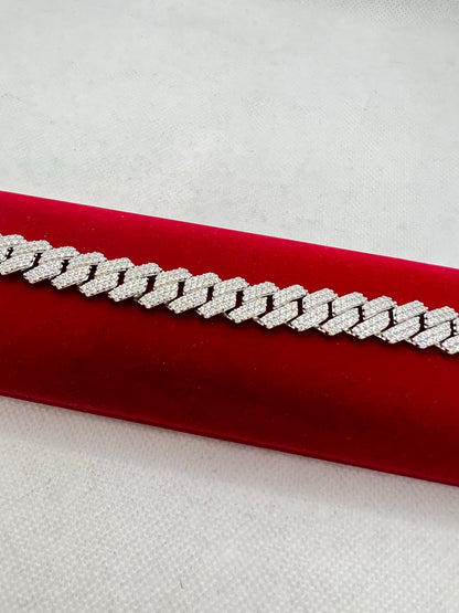 Real silver cuban link iced out bracelet