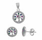 Sterling silver multi colored tree of life set