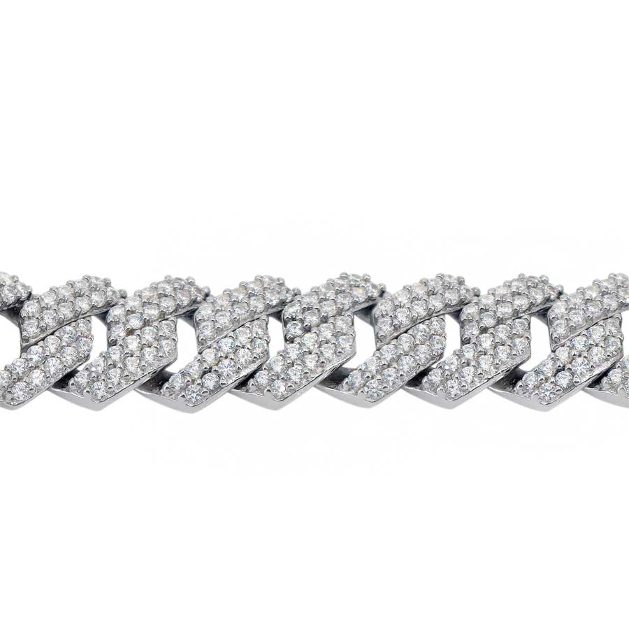 Real silver cuban link iced out bracelet