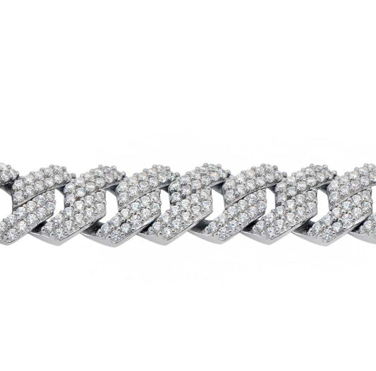Real silver cuban link iced out bracelet