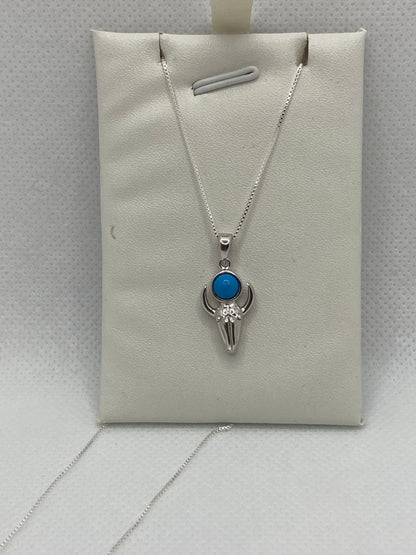 Collier tête de taureau en argent véritable