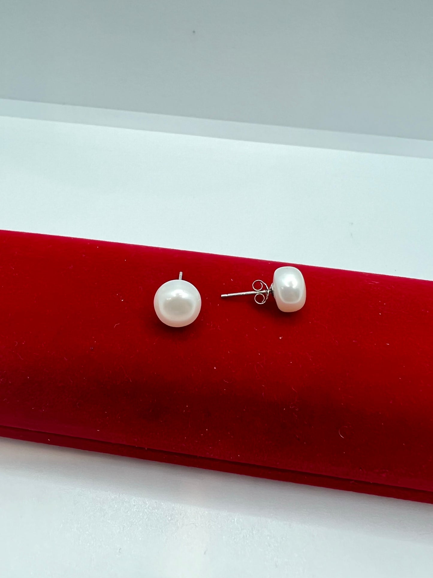 Real silver freshwater pearl studs