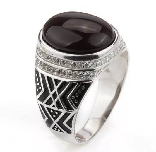 Bague en argent sterling et onyx