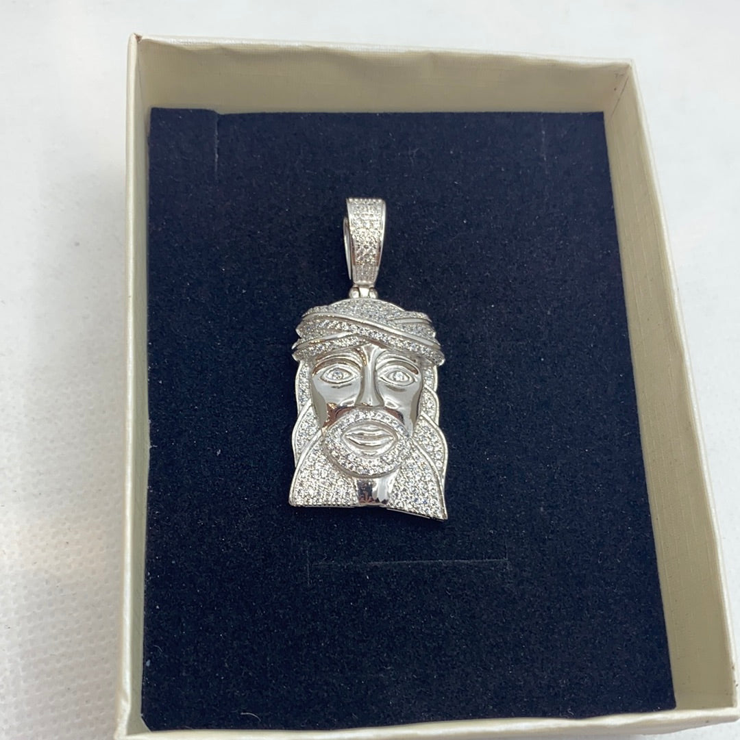 Sterling silver Jesus face pendant