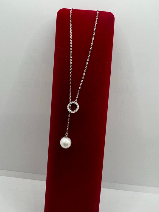 Collier réglable en argent véritable avec perles d'eau douce