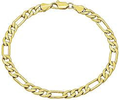 18 k gold plated figaro bracelet; unisex