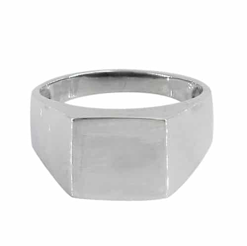Chevalière carrée en argent véritable
