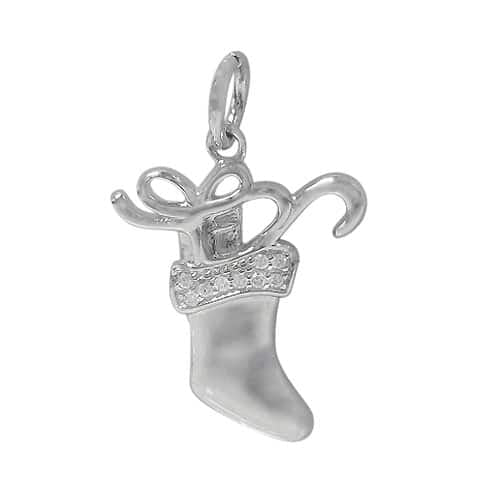 Sterling silver santa stocking necklace