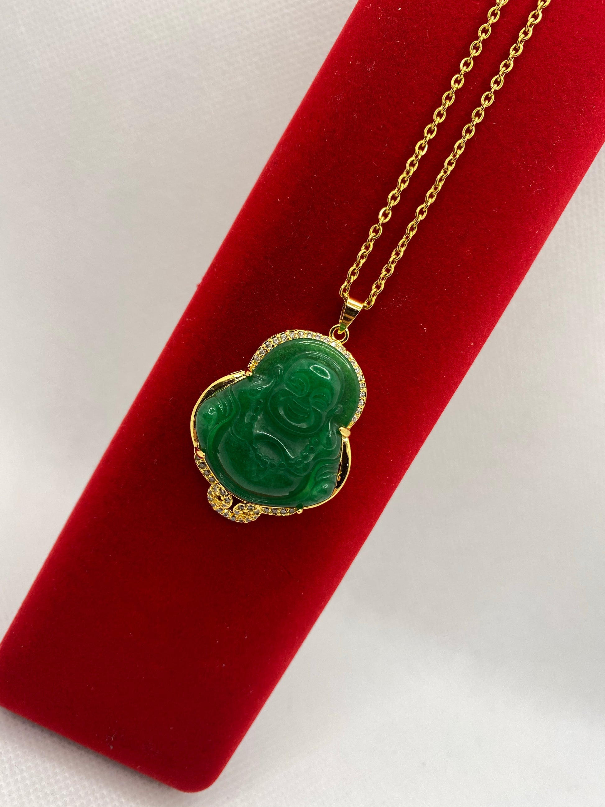 Gold Filled Guan Yin Light Green Jade Buddha Necklace | The Essential  Jewels | Wolf & Badger