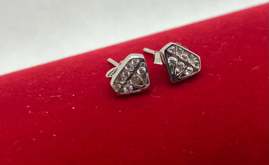 Real silver diamond stud earrings