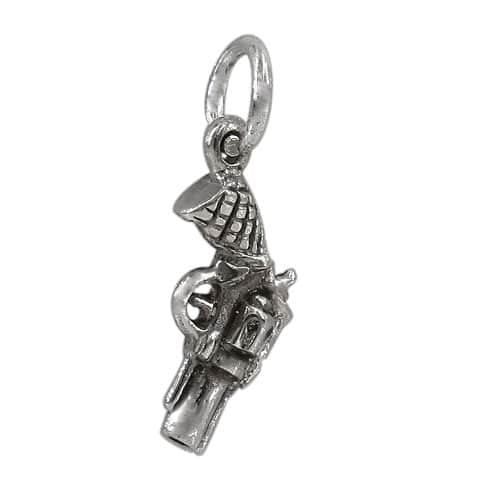 Real silver pistol gun charm