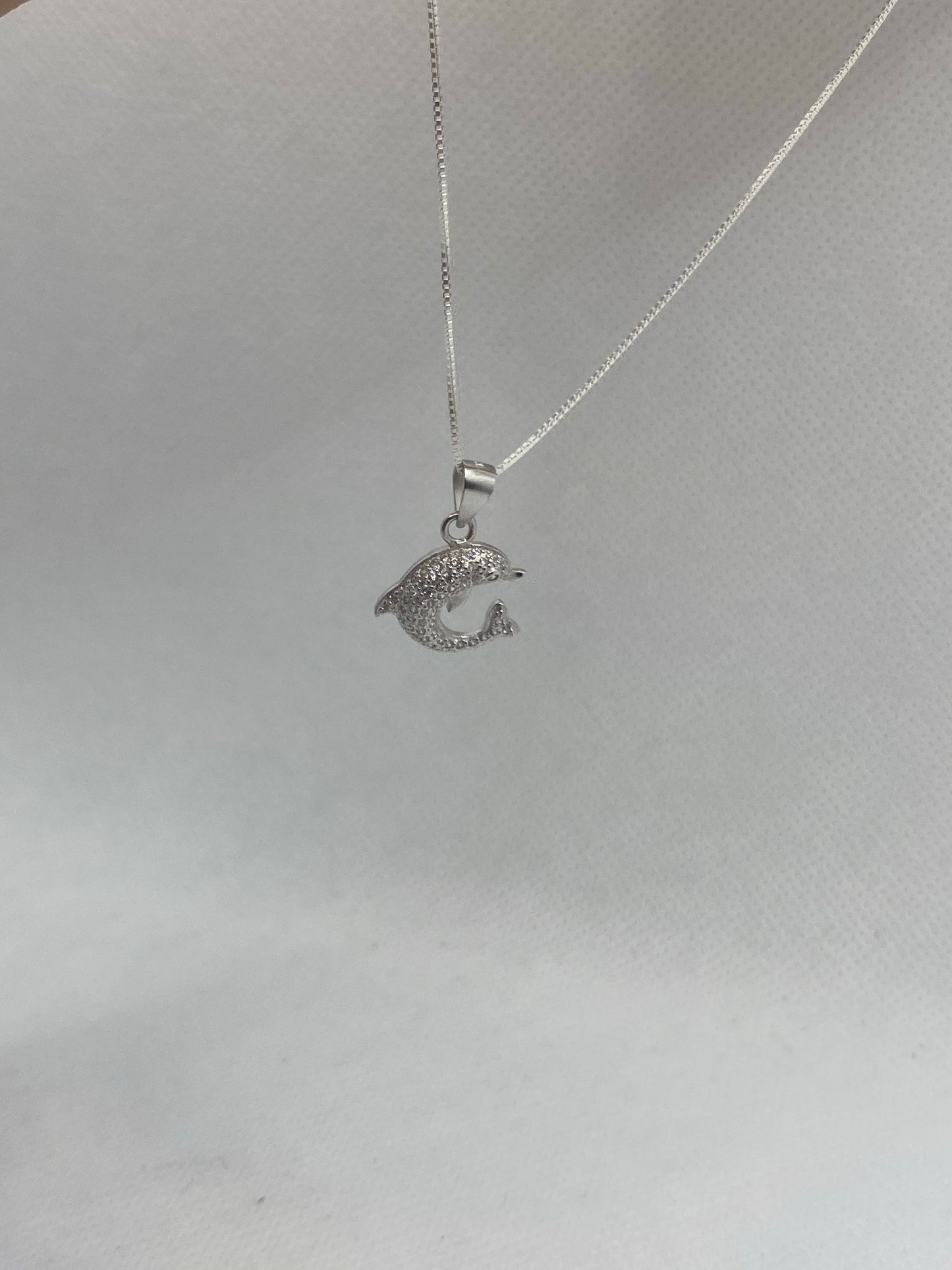 Real silver dolphin  necklace