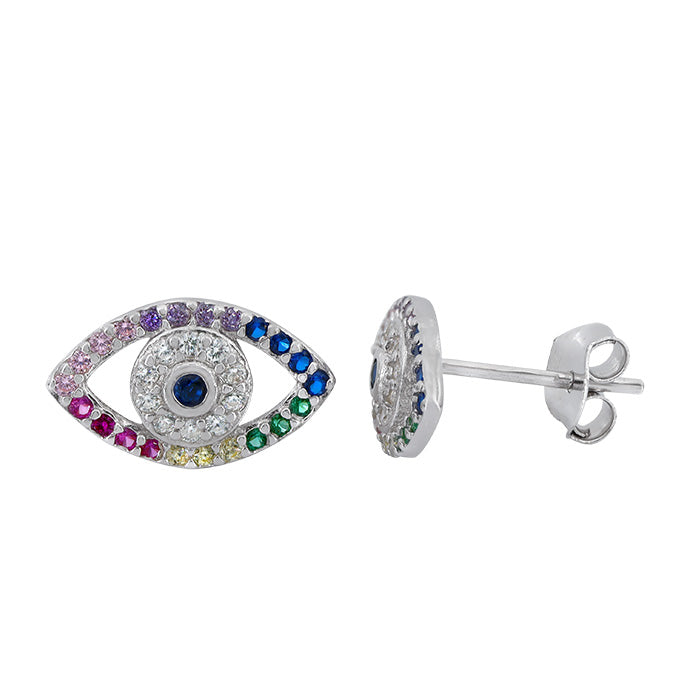 Real silver evil eye earrings