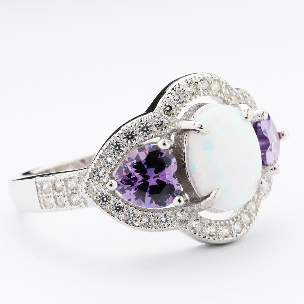 925 Sterling Silver Opal Ring - 7Jewelry